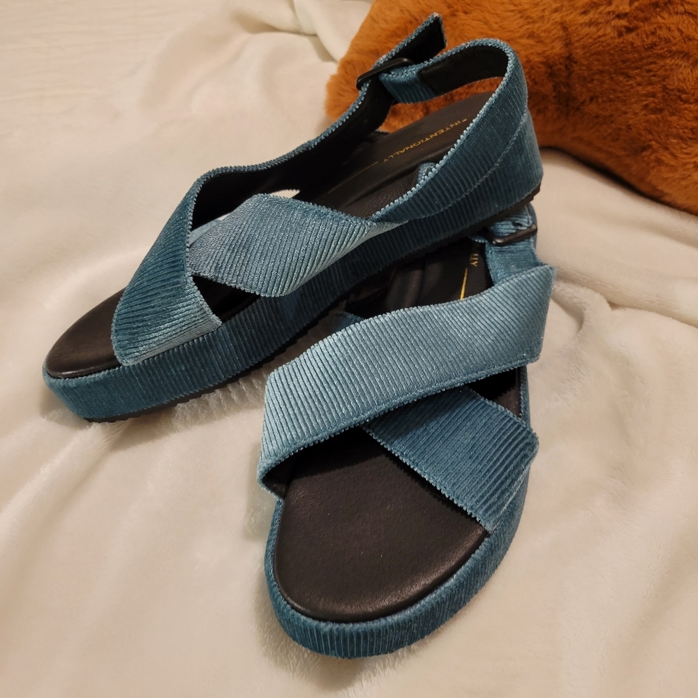 INTENTIONALLY Blank. Sum Teal Corduroy Sandal